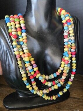 Handcrafted Multi-Color Layered Paper Bead Necklace - Vibrant Women’s Jewelry